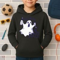 Here I Am For The Boos Funny Ghost Kids Hoodie thumb 2