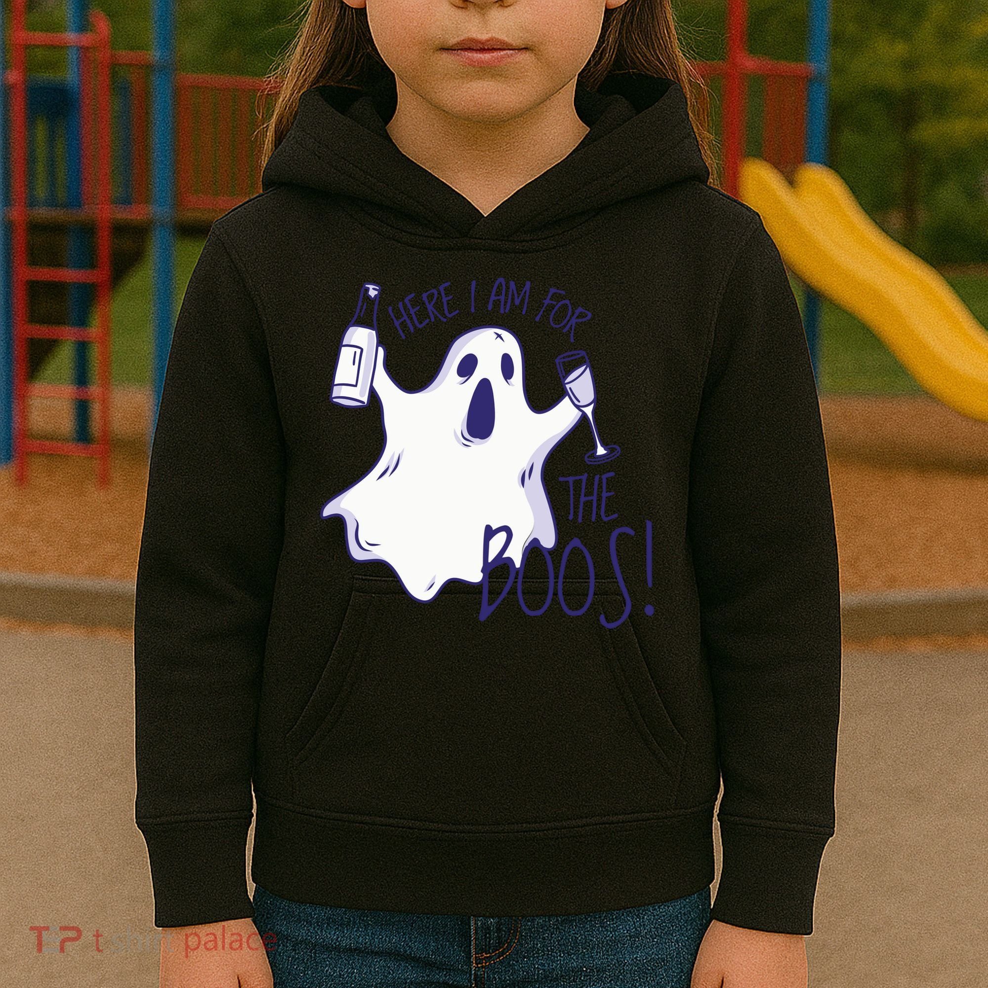 Here I Am For The Boos Funny Ghost Kids Hoodie