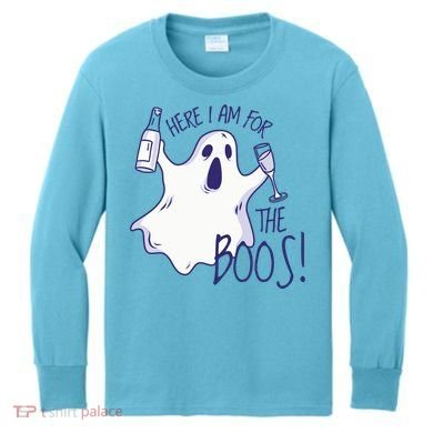 Here I Am For The Boos Funny Ghost Kids Long Sleeve Shirt
