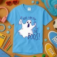Here I Am For The Boos Funny Ghost Kids T-Shirt thumb 3