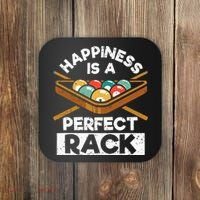 Happiness Is A Perfect Rack Funny Pool Billiard Player Coaster thumb 0