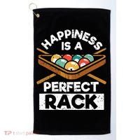 Happiness Is A Perfect Rack Funny Pool Billiard Player Golf Towel thumb 0
