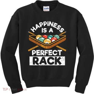 Happiness Is A Perfect Rack Funny Pool Billiard Player Kids Sweatshirt