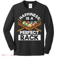 Happiness Is A Perfect Rack Funny Pool Billiard Player Kids Long Sleeve Shirt thumb 0