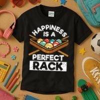 Happiness Is A Perfect Rack Funny Pool Billiard Player Kids T-Shirt thumb 3