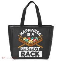 Happiness Is A Perfect Rack Funny Pool Billiard Player Tote Bag thumb 0