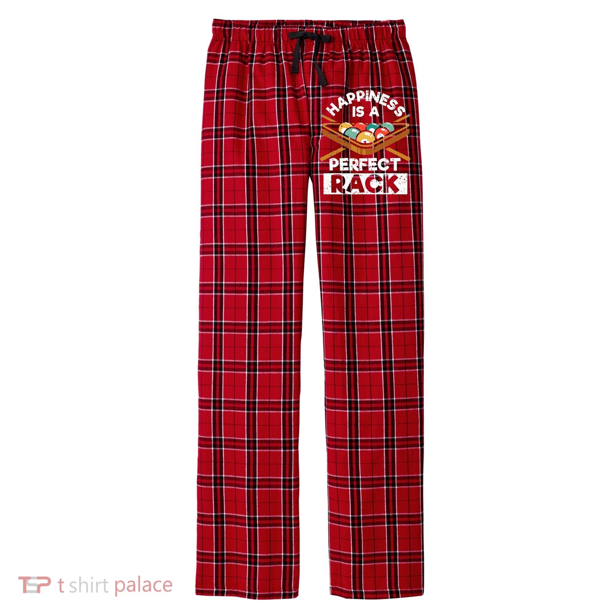 Happiness Is A Perfect Rack Funny Pool Billiard Player Men's Flannel Plaid Pajama Pants