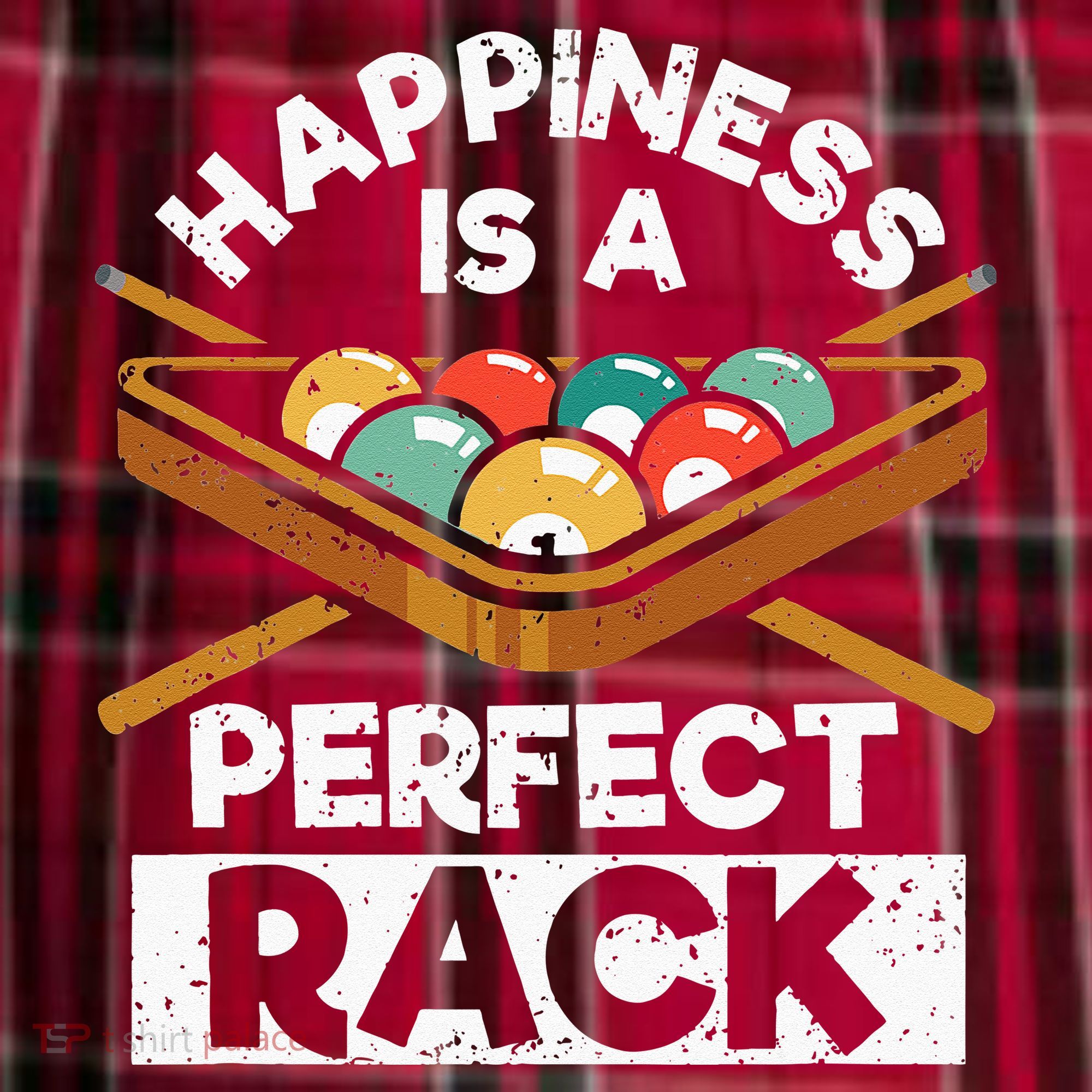 Happiness Is A Perfect Rack Funny Pool Billiard Player Men's Flannel Plaid Pajama Pants