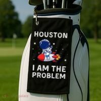 Houston I Am The Problem Funny Astronaut Rocket Space Golf Towel thumb 2