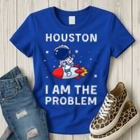 Houston I Am The Problem Funny Astronaut Rocket Space Women's T-Shirt thumb 3