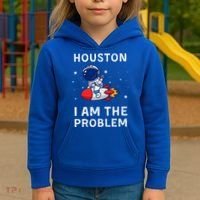 Houston I Am The Problem Funny Astronaut Rocket Space Kids Hoodie thumb 3