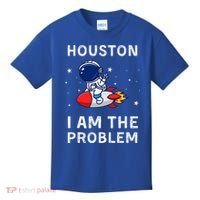 Houston I Am The Problem Funny Astronaut Rocket Space Kids T-Shirt thumb 0