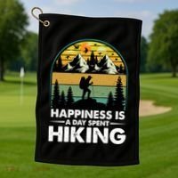 Happiness Is A Day Spent Hiking Scenic Views Gift Golf Towel thumb 1