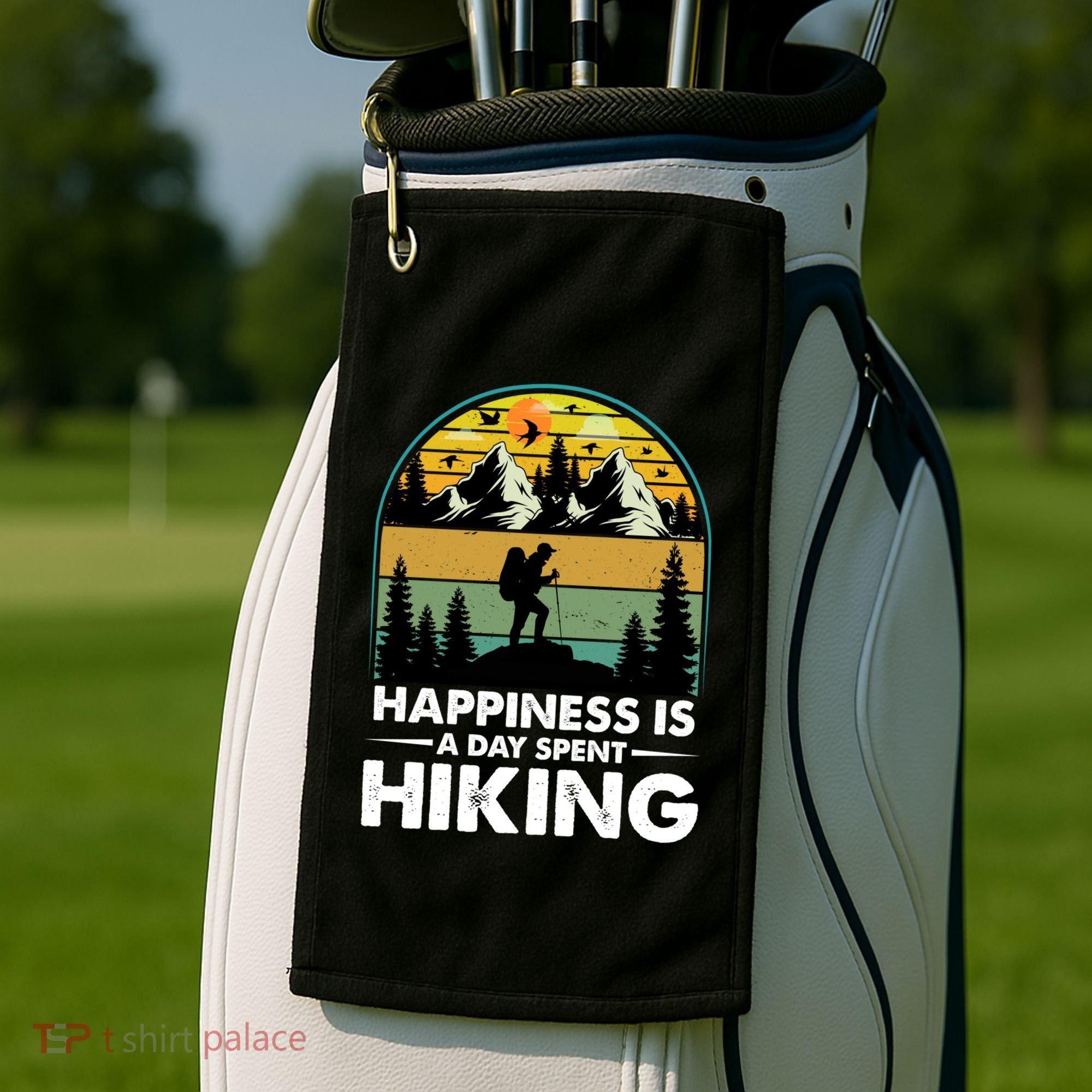 Happiness Is A Day Spent Hiking Scenic Views Gift Golf Towel