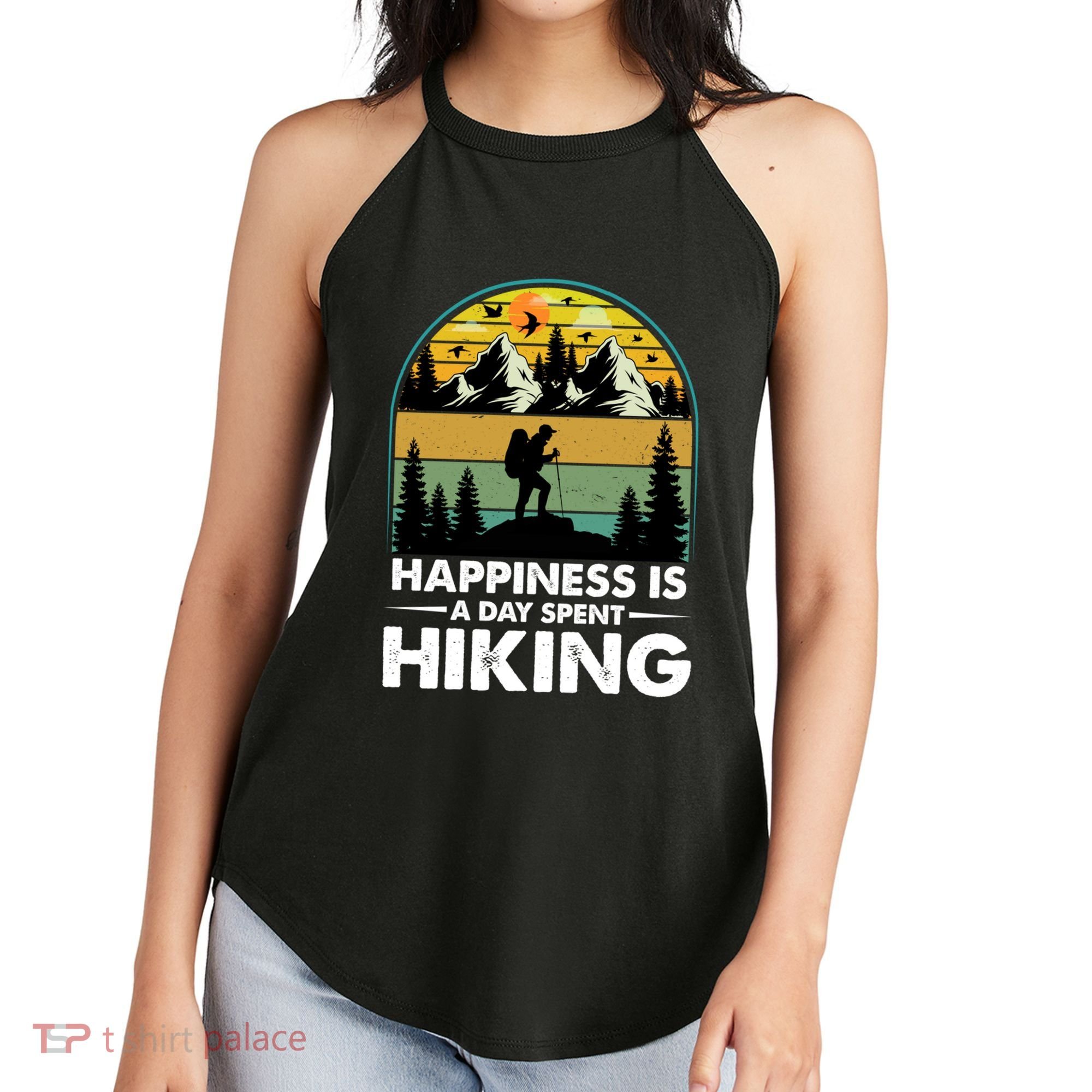 Happiness Is A Day Spent Hiking Scenic Views Gift Women's Perfect Tri Rocker Tank