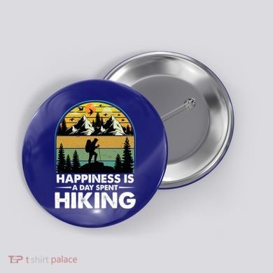 Happiness Is A Day Spent Hiking Scenic Views Gift Button