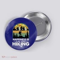 Happiness Is A Day Spent Hiking Scenic Views Gift Button thumb 0