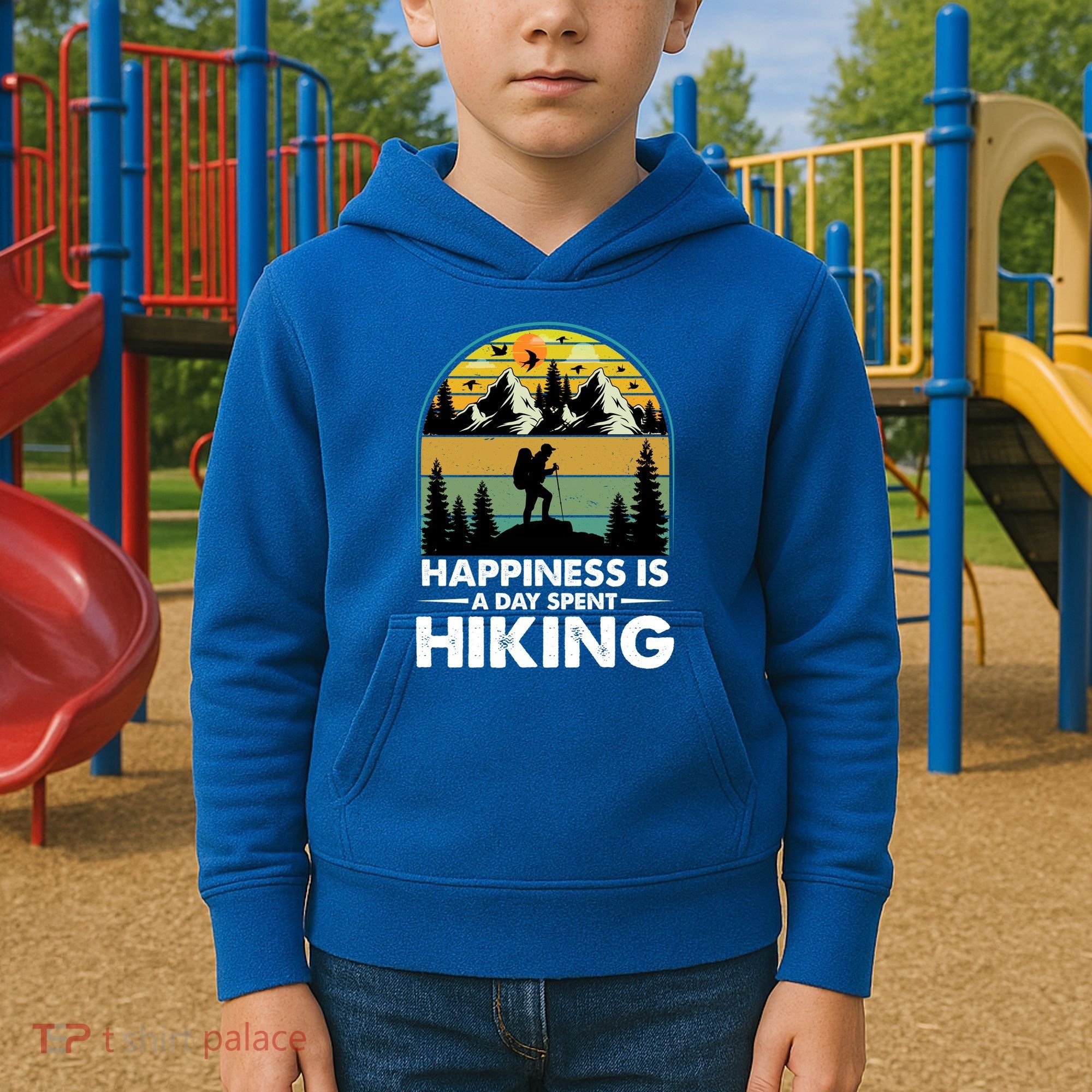 Happiness Is A Day Spent Hiking Scenic Views Gift Kids Hoodie