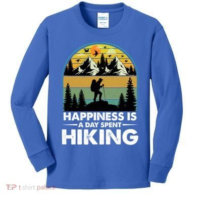 Happiness Is A Day Spent Hiking Scenic Views Gift Kids Long Sleeve Shirt