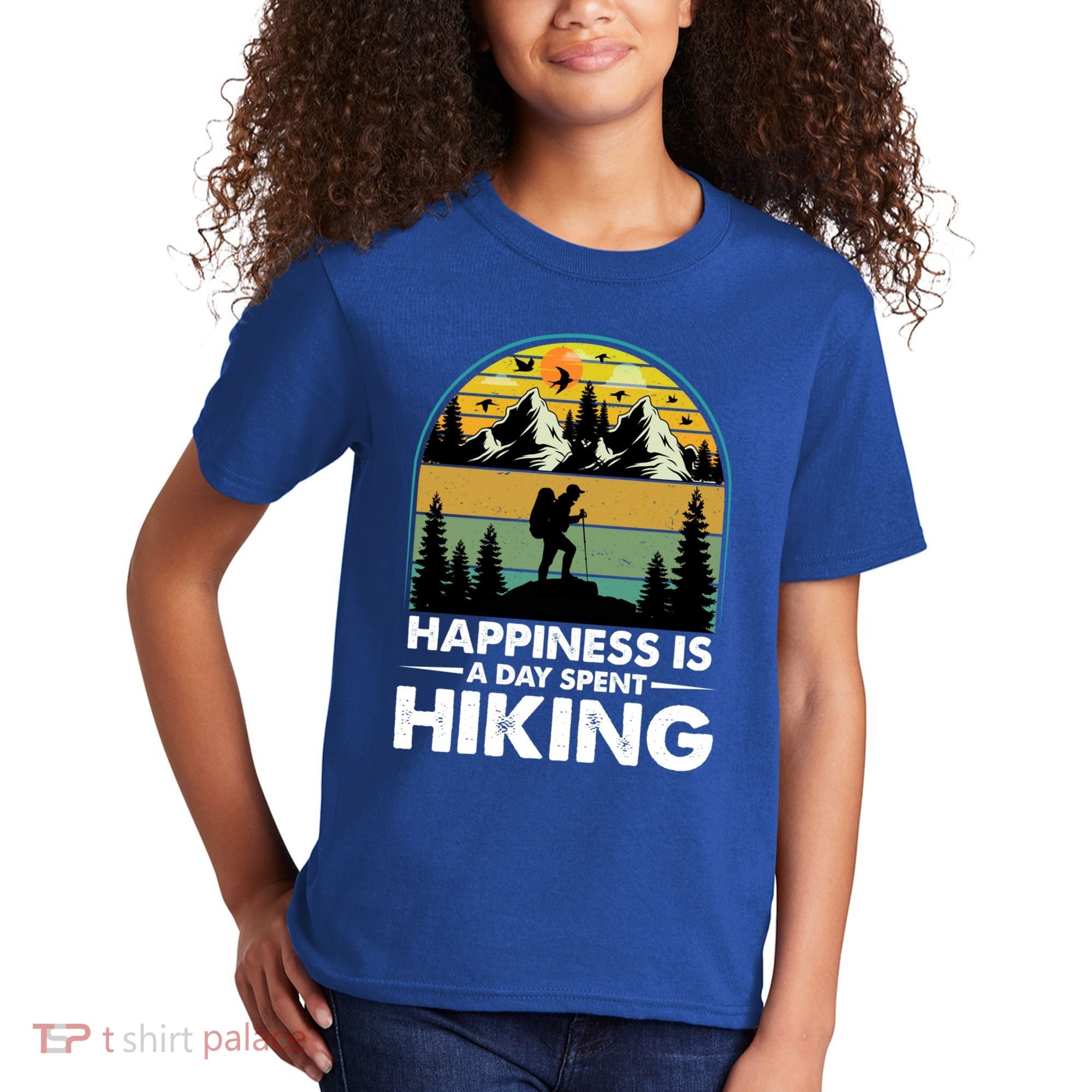 Happiness Is A Day Spent Hiking Scenic Views Gift Kids T-Shirt