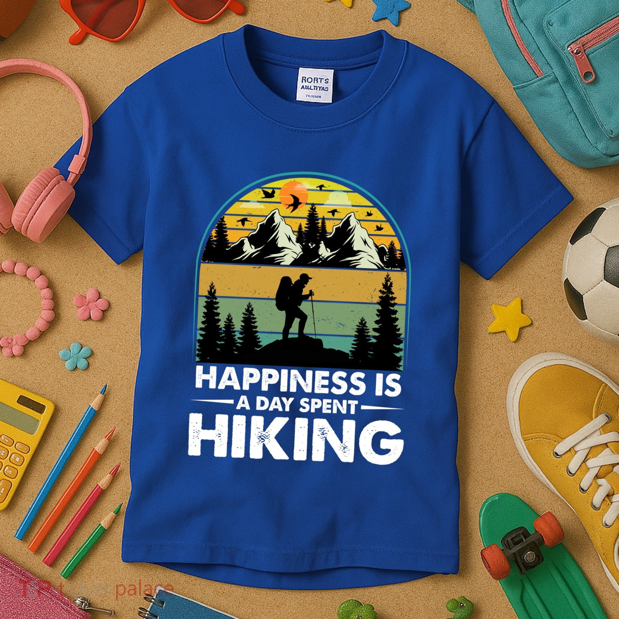 Happiness Is A Day Spent Hiking Scenic Views Gift Kids T-Shirt