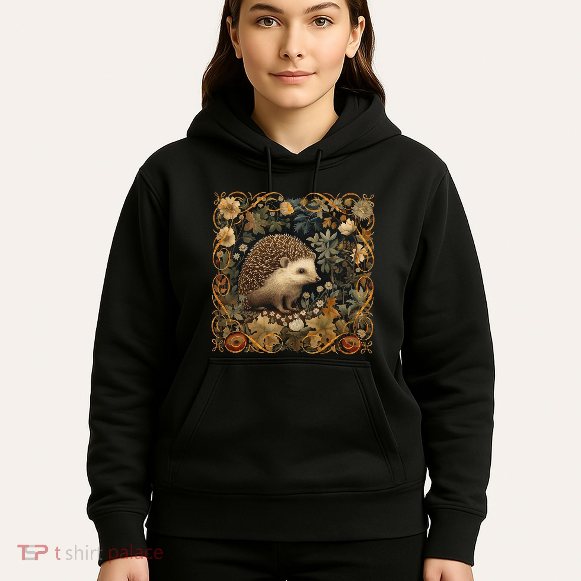 Hedgehog In A Forest William Morris Style Hoodie