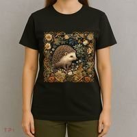 Hedgehog In A Forest William Morris Style T-Shirt thumb 4