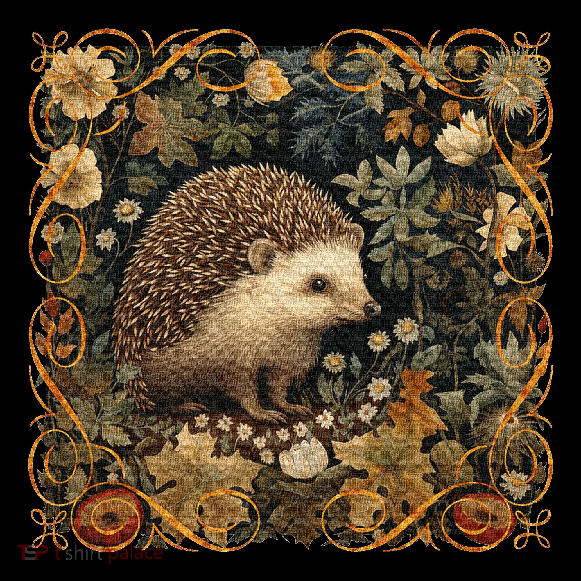 Hedgehog In A Forest William Morris Style Coaster