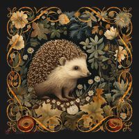 Hedgehog In A Forest William Morris Style Polo thumb 3
