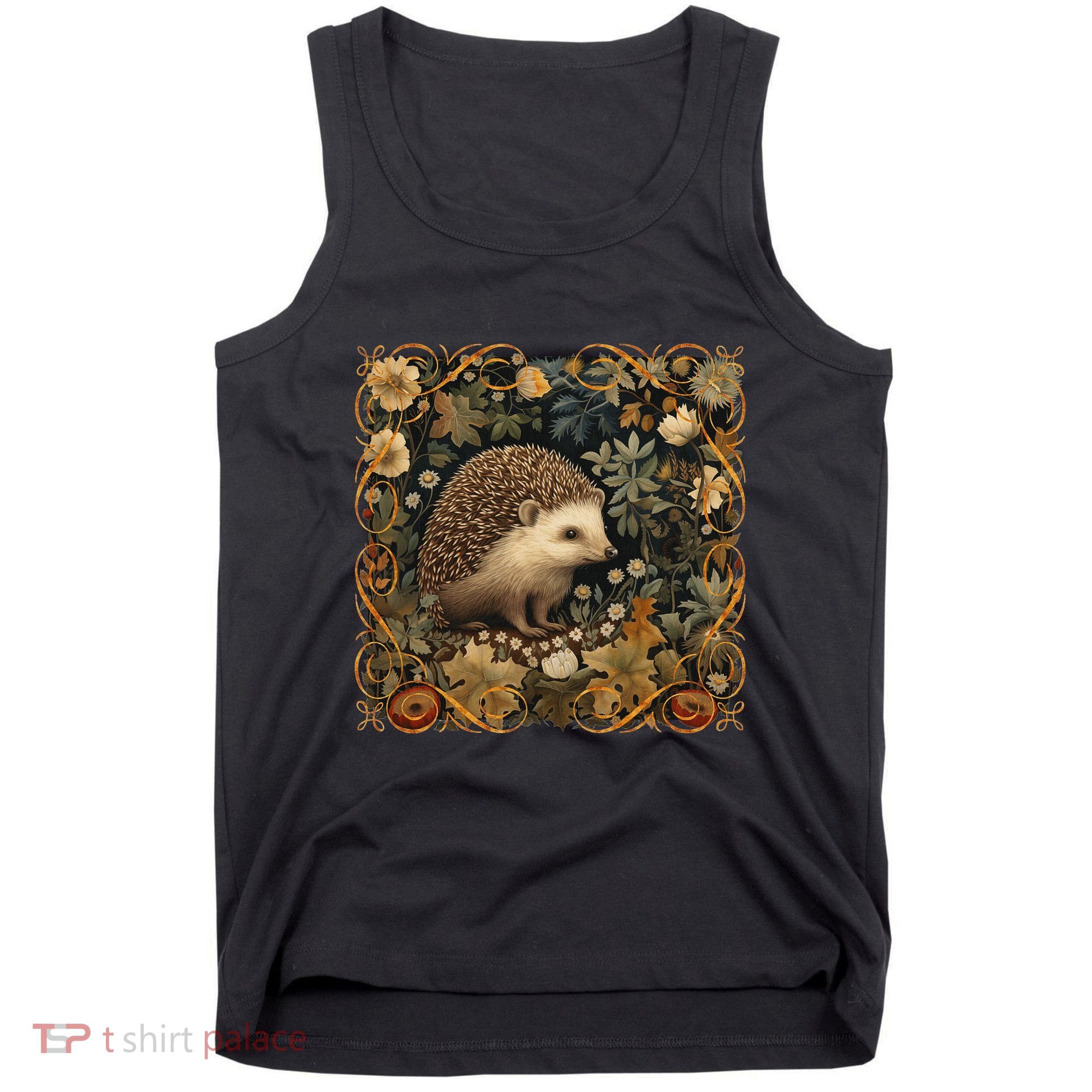 Hedgehog In A Forest William Morris Style Tank Top
