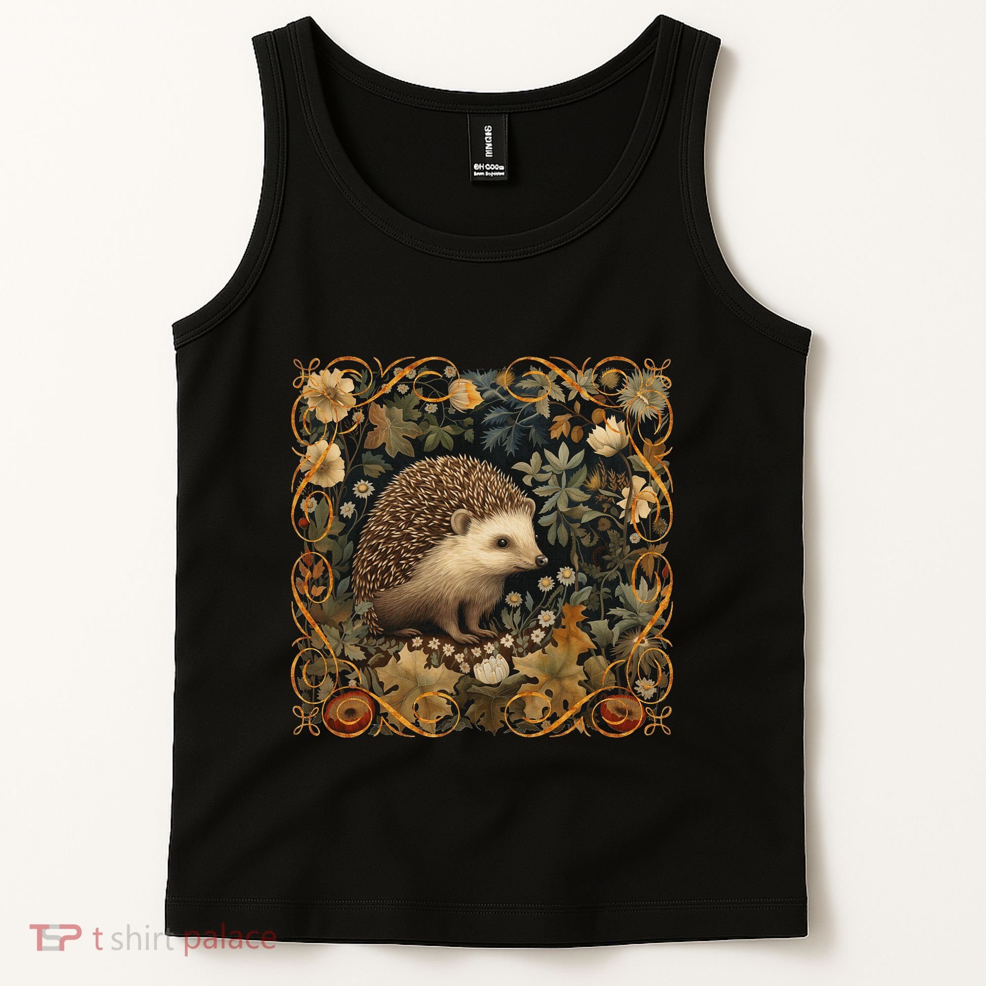Hedgehog In A Forest William Morris Style Tank Top
