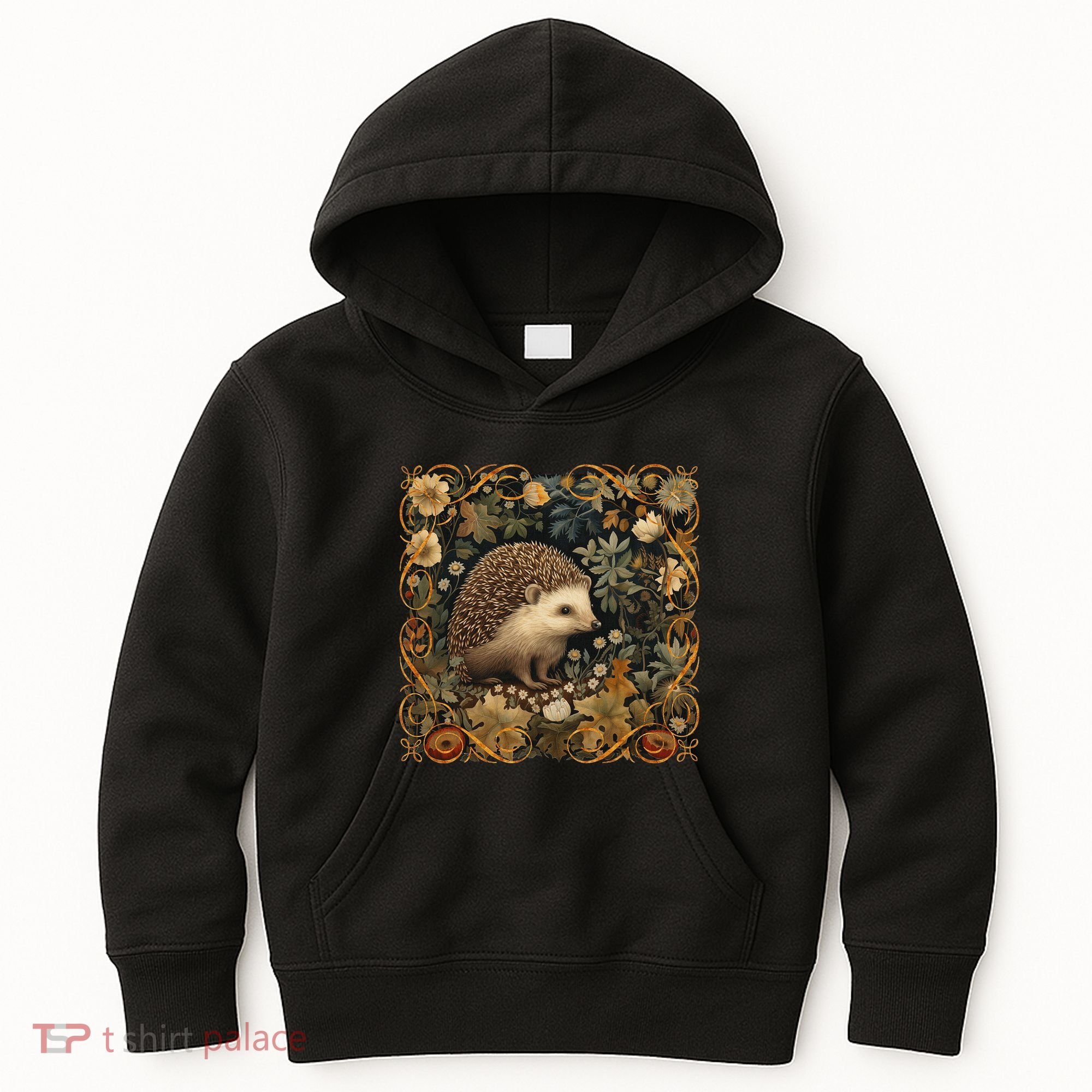 Hedgehog In A Forest William Morris Style Kids Hoodie