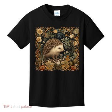 Hedgehog In A Forest William Morris Style Kids T-Shirt