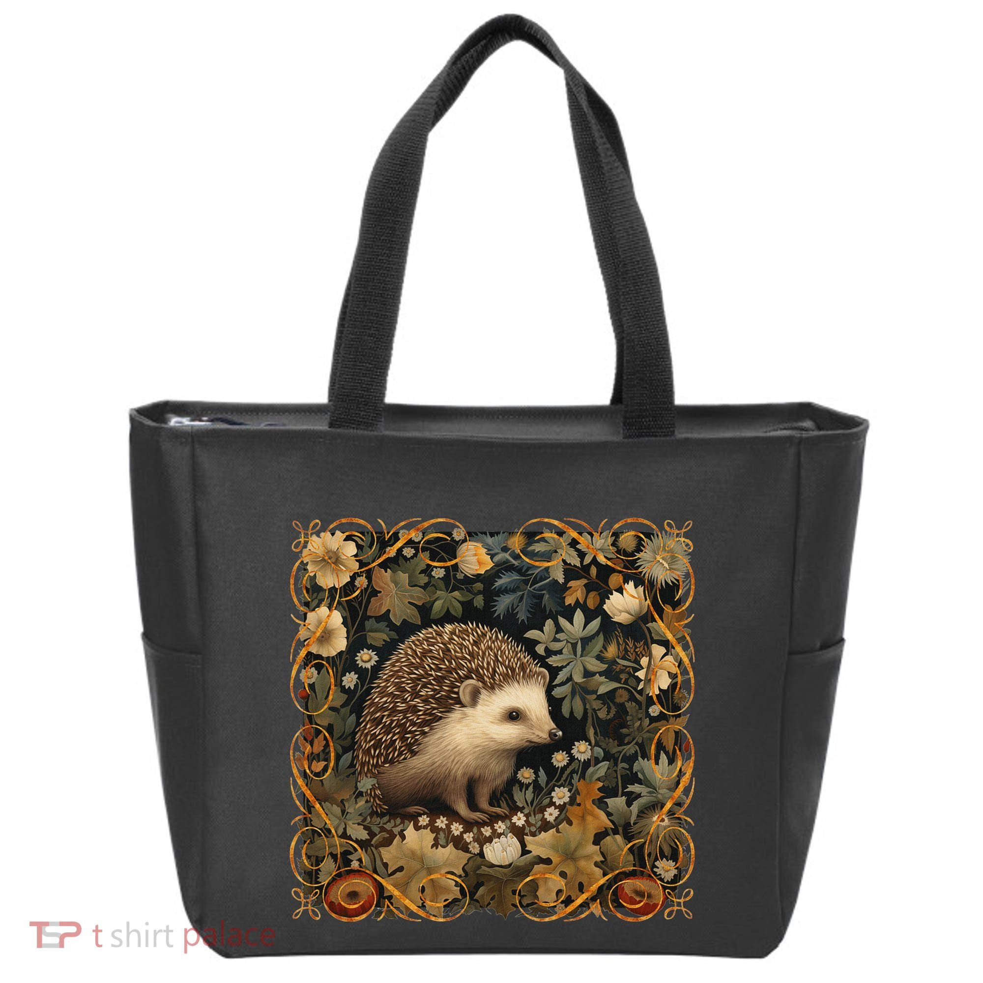 Hedgehog In A Forest William Morris Style Tote Bag