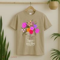 Happiness Is Being A Grandmom Gift Grandma Mom Flower T-Shirt thumb 2