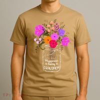 Happiness Is Being A Grandmom Gift Grandma Mom Flower T-Shirt thumb 3