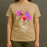 Happiness Is Being A Grandmom Gift Grandma Mom Flower T-Shirt thumb 4