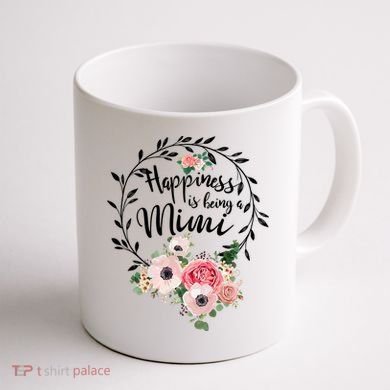Happiness Is Being A Mimi Shirt Floral Coffee Mug back