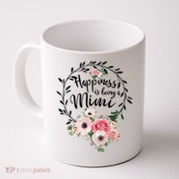 Happiness Is Being A Mimi Shirt Floral Coffee Mug thumb 0