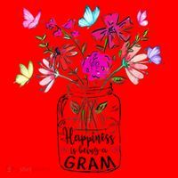 Happiness Is Being Gram Life Flower Art Gram MotherS Day Santa Hat thumb 1