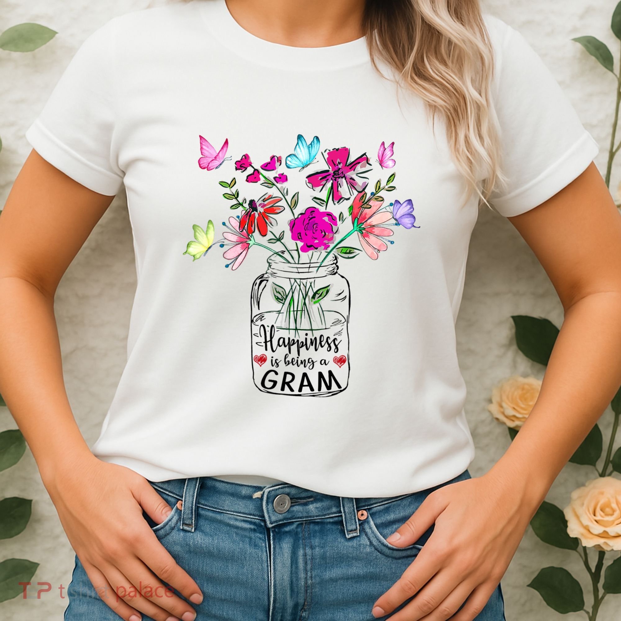 Happiness Is Being Gram Life Flower Art Gram MotherS Day Women's T-Shirt