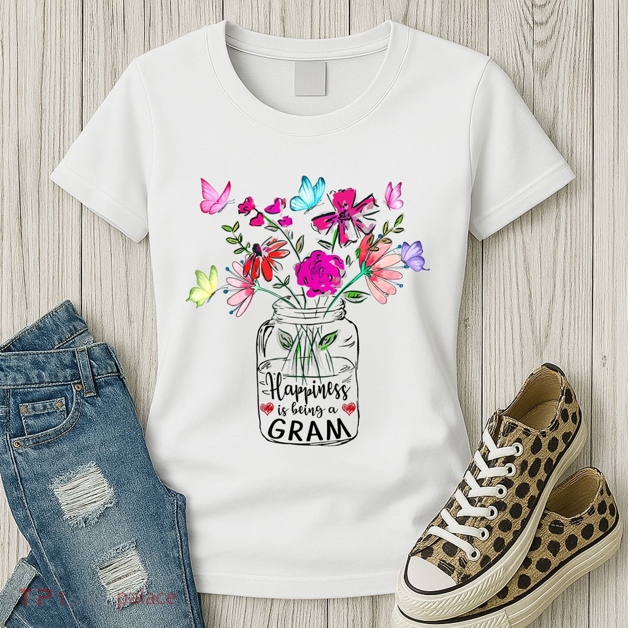Happiness Is Being Gram Life Flower Art Gram MotherS Day Women's T-Shirt