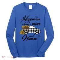 Happiness Is Being A Mom And Nana Cute Sunflower Grandma Gift Long Sleeve Shirt thumb 0