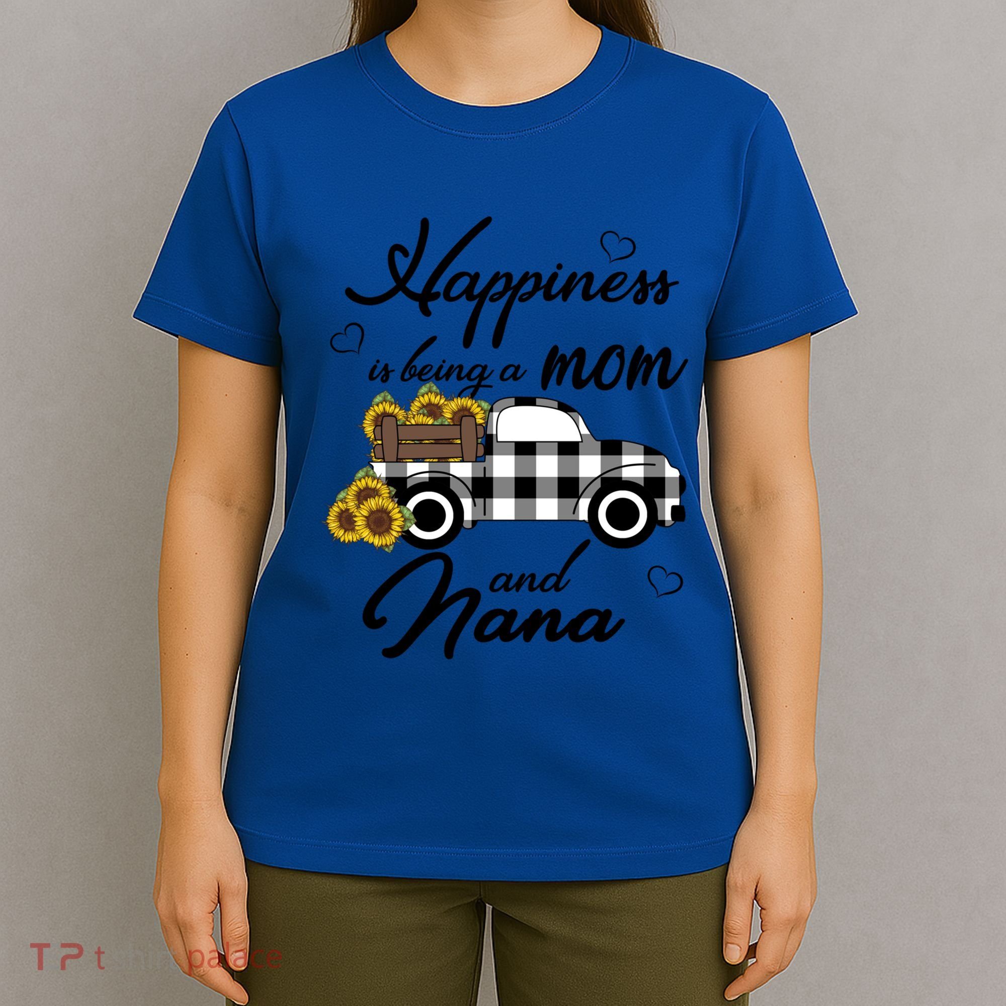 Happiness Is Being A Mom And Nana Cute Sunflower Grandma Gift T-Shirt