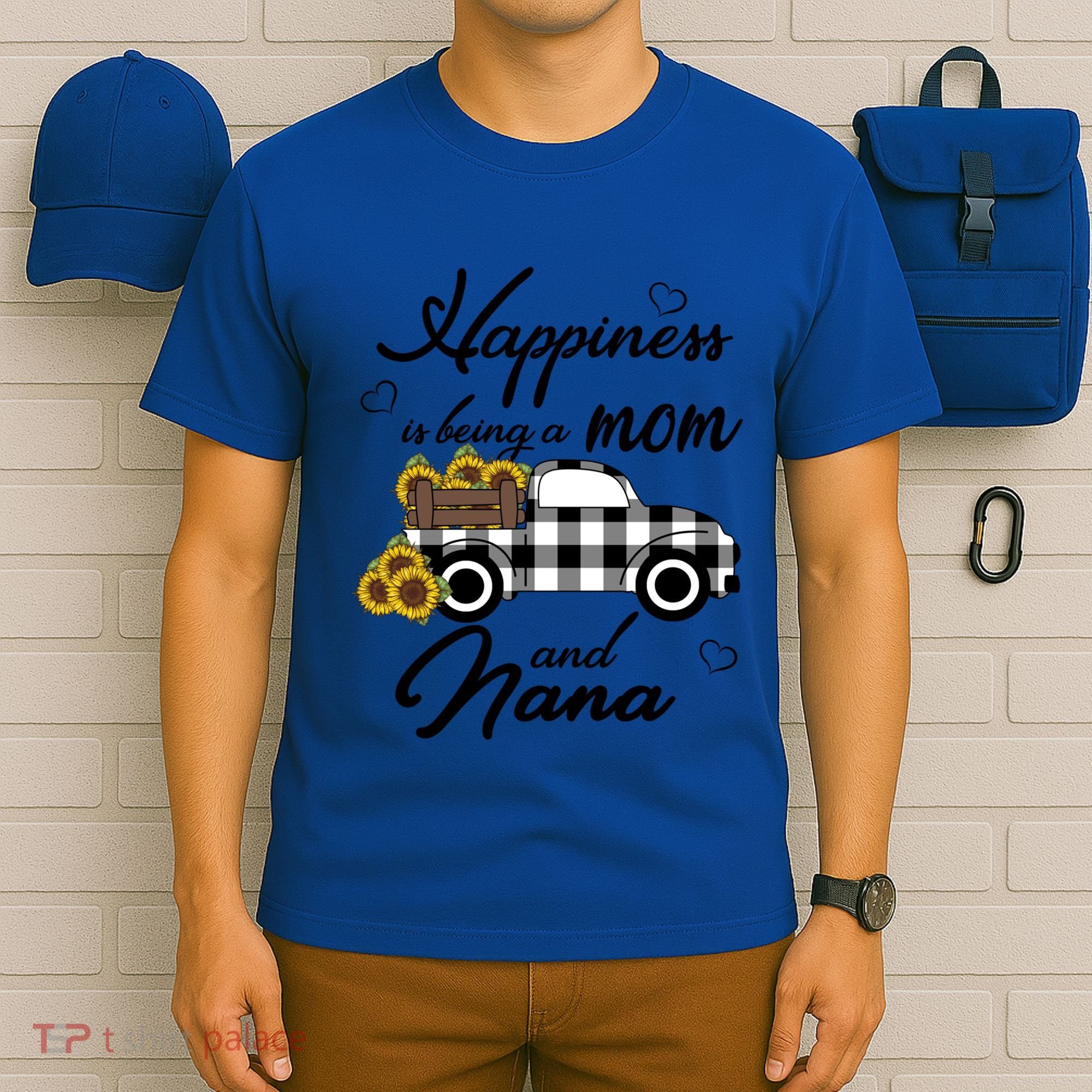 Happiness Is Being A Mom And Nana Cute Sunflower Grandma Gift T-Shirt