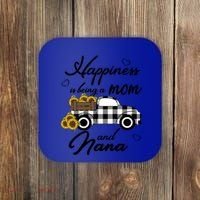 Happiness Is Being A Mom And Nana Cute Sunflower Grandma Gift Coaster thumb 0