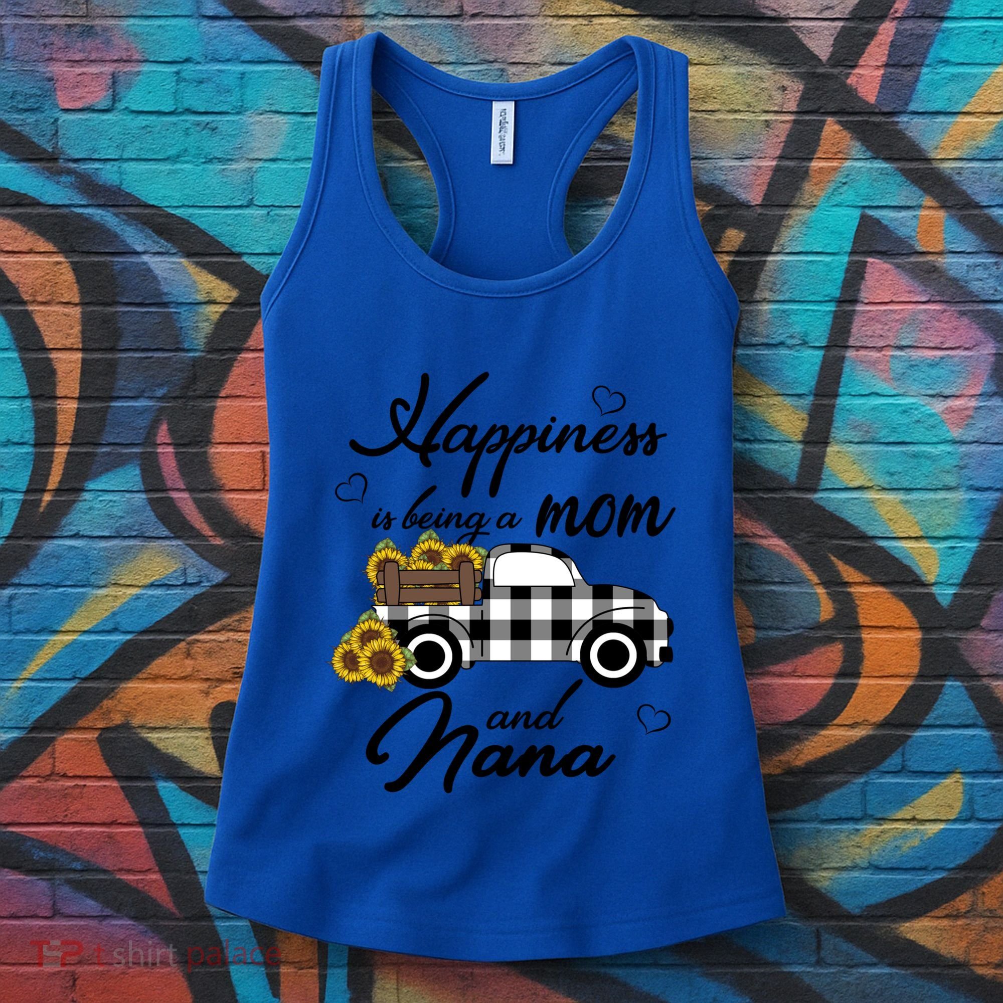 Happiness Is Being A Mom And Nana Cute Sunflower Grandma Gift Women's Tank Top