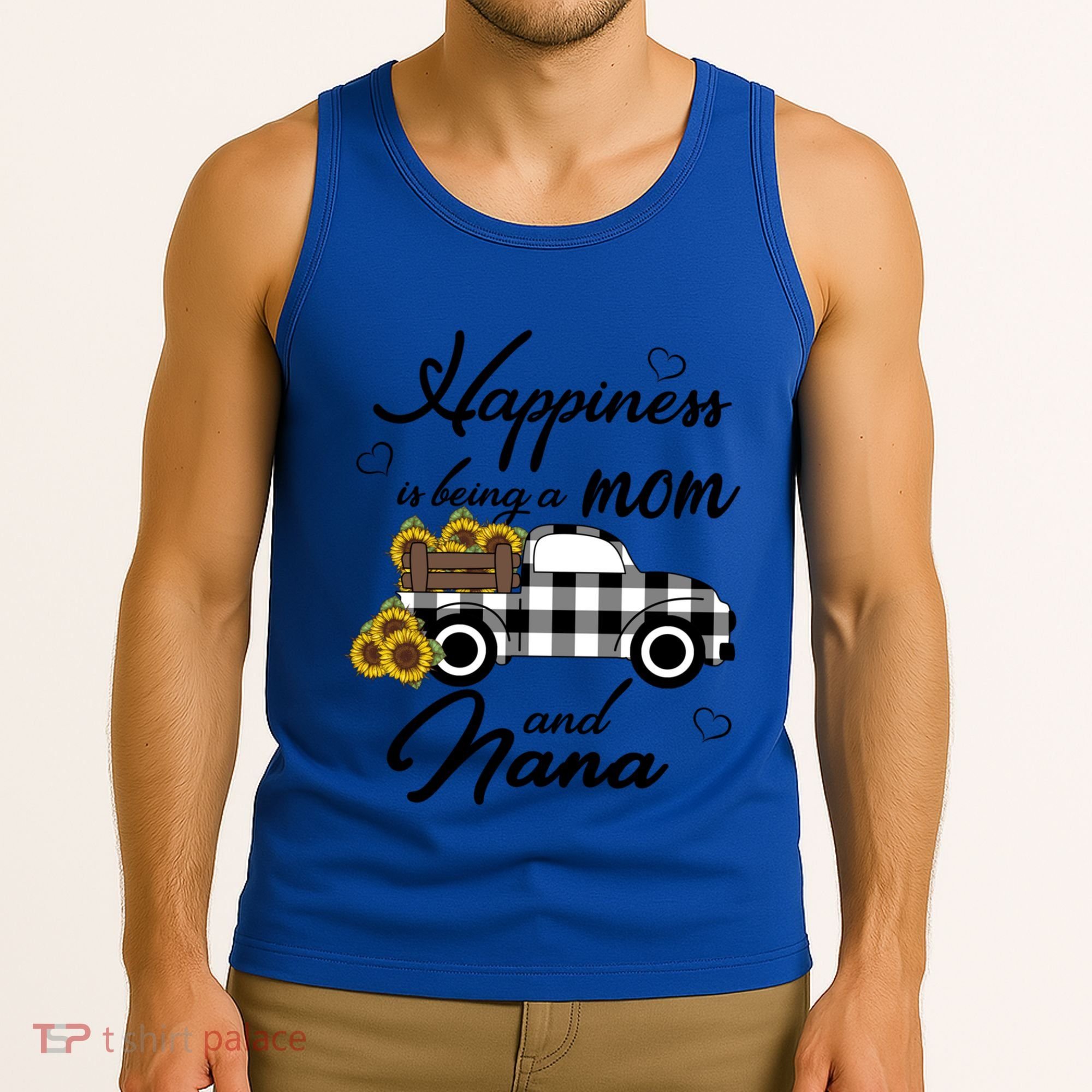 Happiness Is Being A Mom And Nana Cute Sunflower Grandma Gift Tank Top