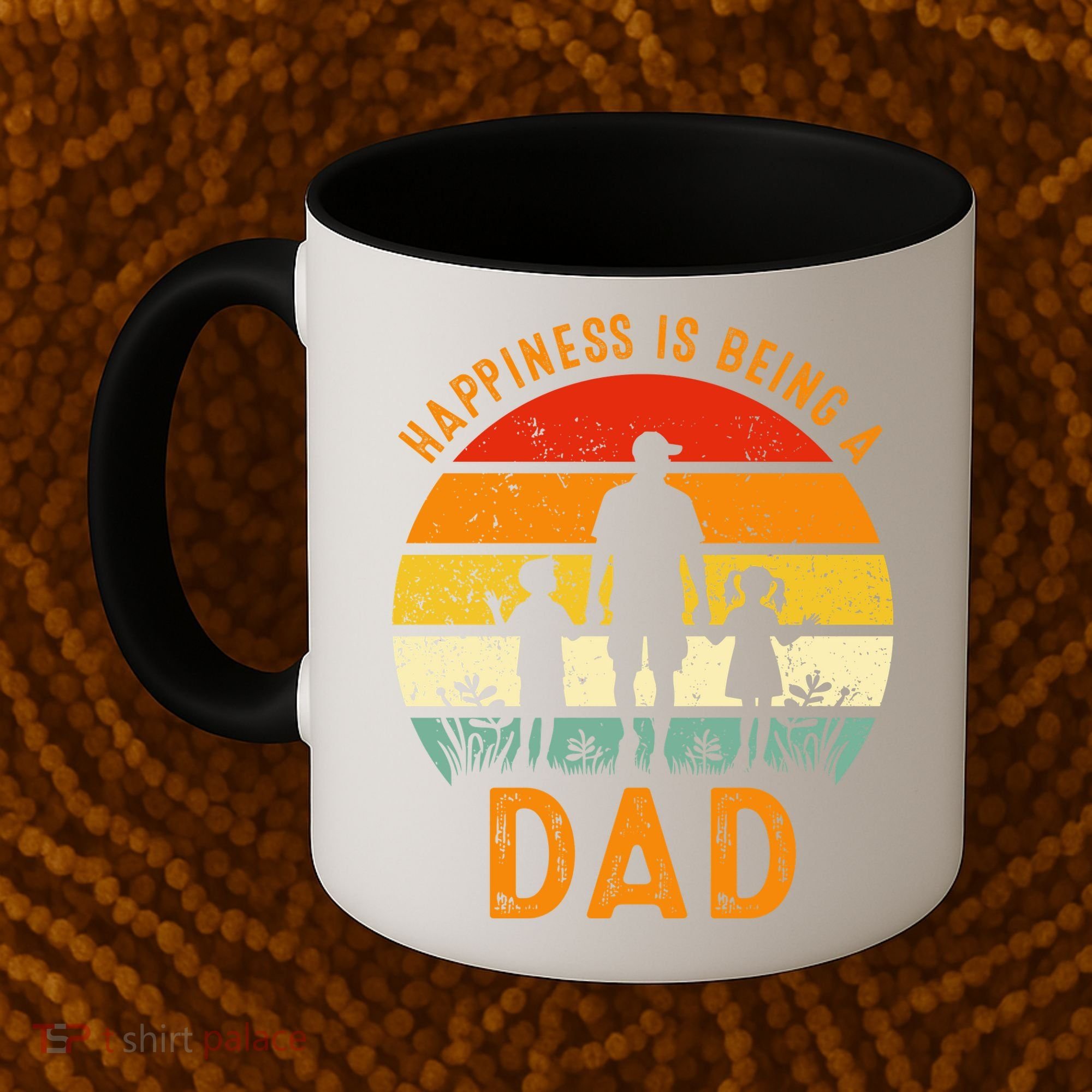 Happiness Is Being A Dad Father's Day Retro Sunset Coffee Mug