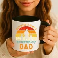 Happiness Is Being A Dad Father's Day Retro Sunset Coffee Mug thumb 3